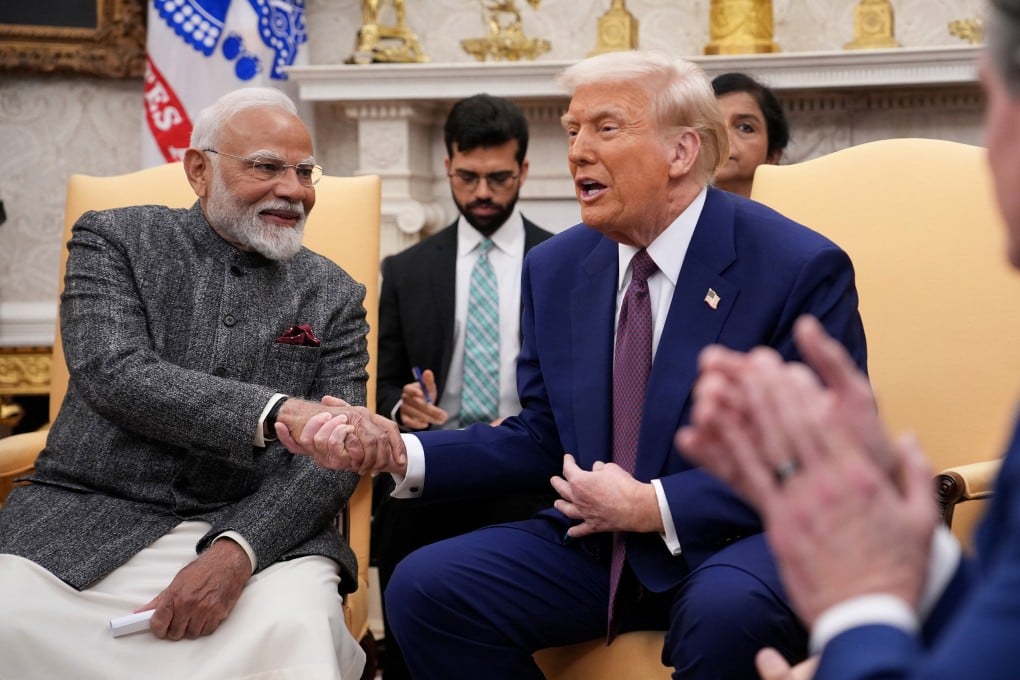 US President Donald Trump and Indian Prime Minister Narendra Modi meet in the Oval Office in February. Photo: TNS
