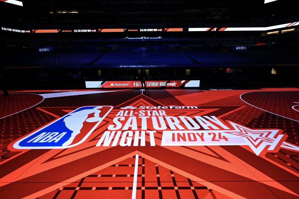 A glass court used at the 2024 NBA All-Star Game weekend in Indianapolis, United States in February last year. Photo: Getty Images