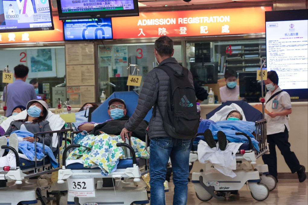 Patients wait in the accident and emergency department at Queen Elizabeth Hospital in Jordan, Hong Kong, on March 17. A Hongkonger who falls ill outside office hours has few options other than A&E. Photo: Jelly Tse