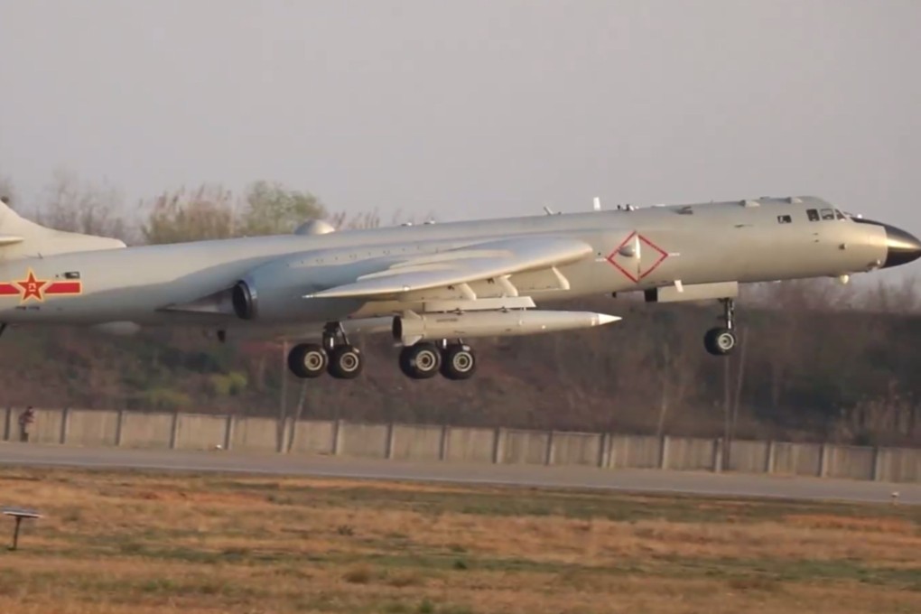 Two YJ-21 hypersonic anti-ship ballistic missiles can be seen on board a Chinese H-6K bomber in a video released by the People’s Liberation Army on Tuesday. Photo: PLA Eastern Theatre Command