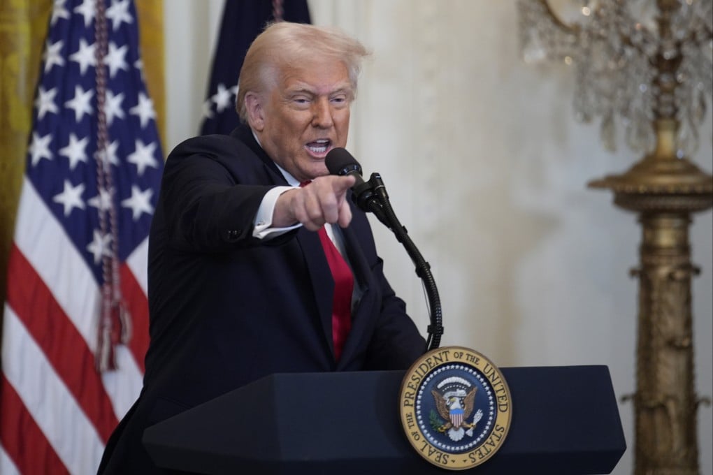 US President Donald Trump speaks in the East Room at the White House. The Trump administration is rumoured to be working on a sweeping Mar-a-Lago Accord to devalue the US dollar. Photo: TNS