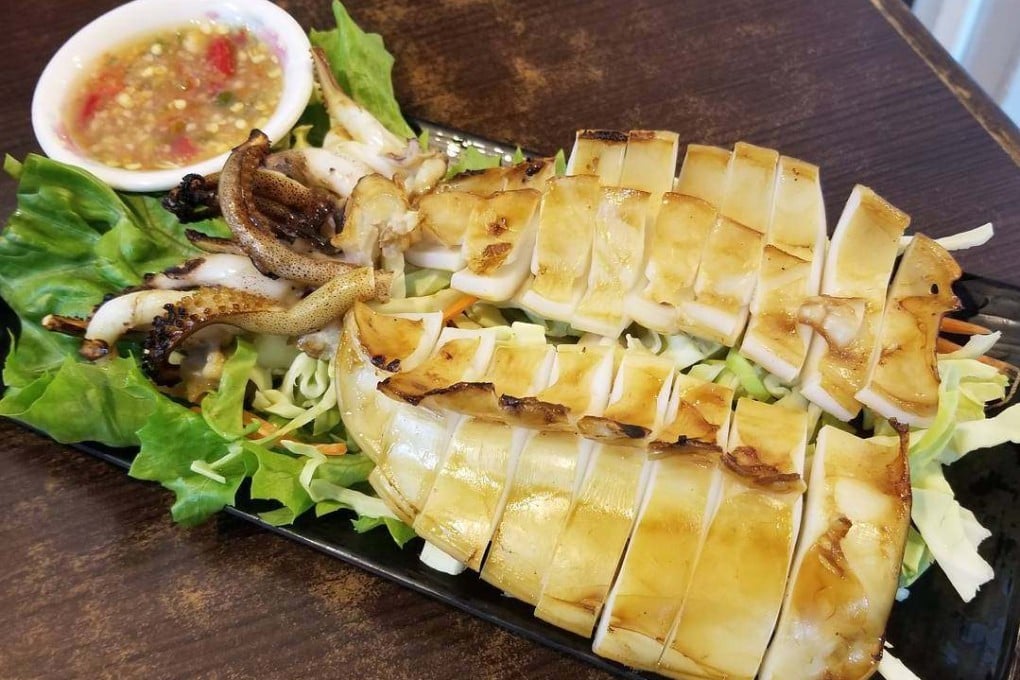 Grilled squid at Thai E-San Ram Mis, in Kowloon City, one of a number of restaurants near Hong Kong’s Kai Tak Stadium. Photo: Instagram/thai_h_san_ram_mis