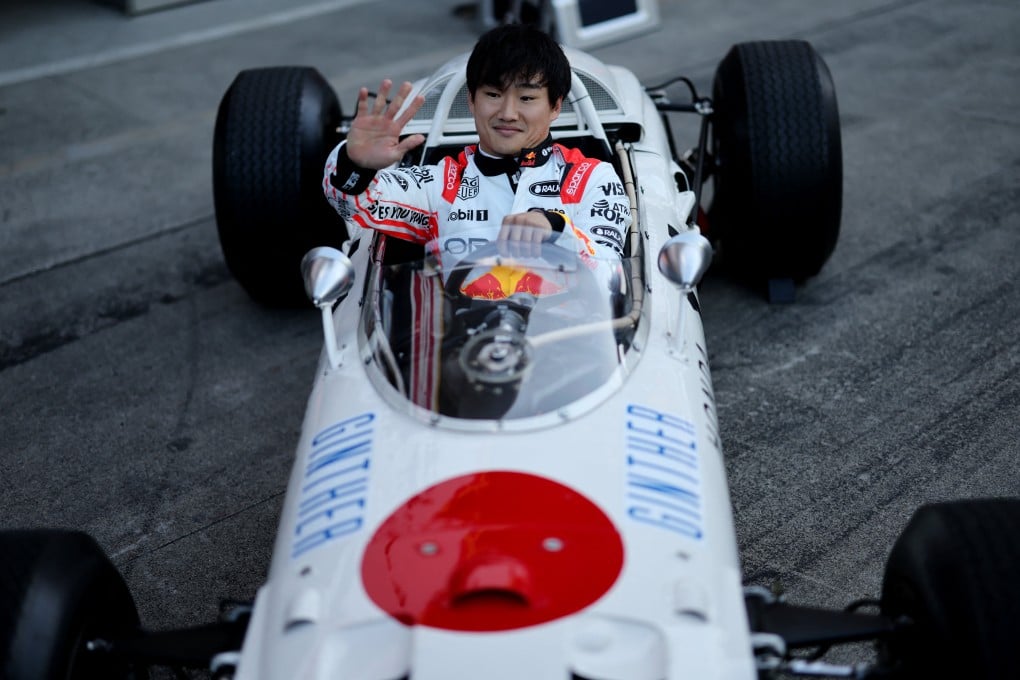 Red Bull’s Yuki Tsunoda in an old Formula One car ahead of the Japanese Grand Prix on Sunday. Photo: Reuters