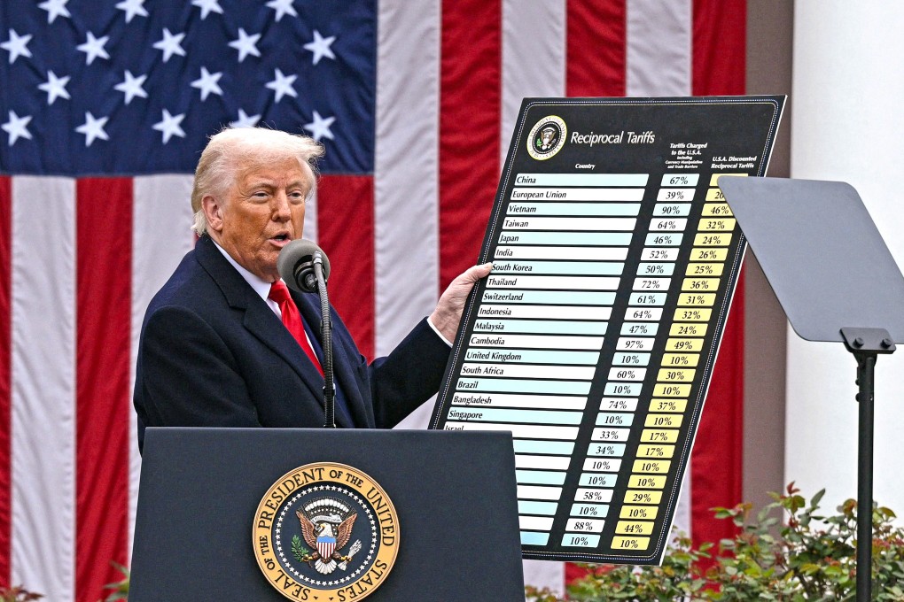 US President Donald Trump delivers remarks on reciprocal tariffs during an event at the White House called “Make America Wealthy Again” on Wednesday. The latest tariffs have sparked global fury, with world leaders warning that economies face a “major blow”. Photo: AFP