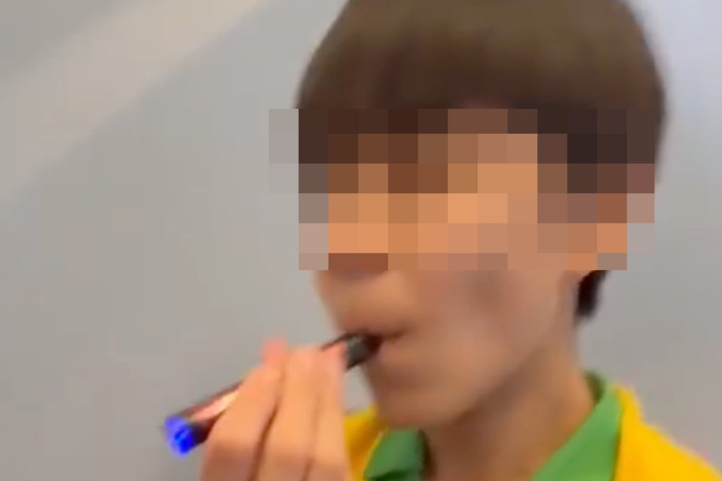 A student is seen vaping in a video posted on Threads. Photo: Handout