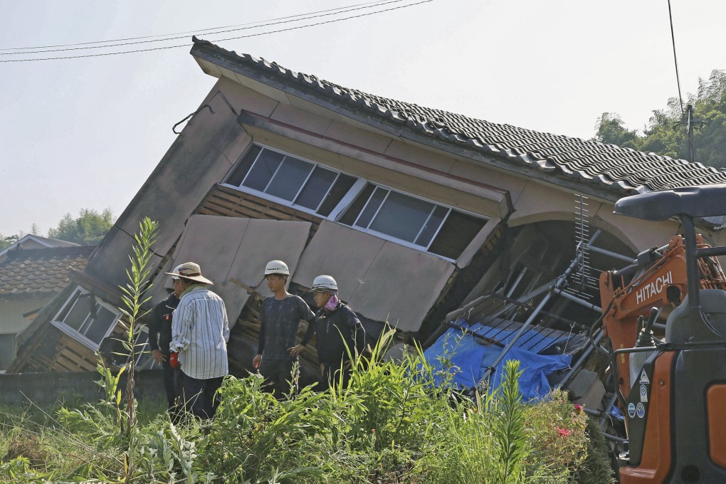 A collapsed house in Osaki in Kagoshima prefecture after a strong earthquake hit southwestern Japan in August last year. Photo: Kyodo