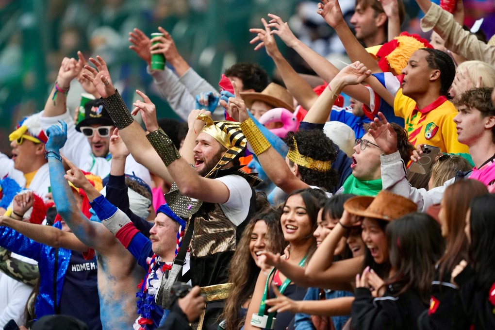 Fans react on the third day of the Hong Kong Sevens at Kai Tak Stadium on March 30. Photo: Sam Tsang