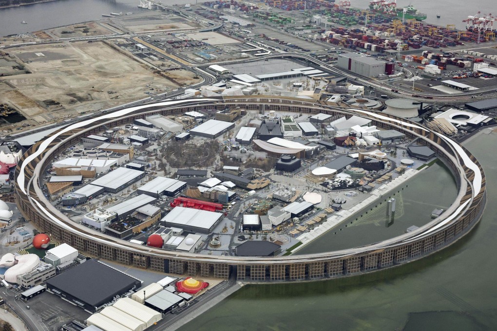 An aerial view of Expo 2025’s Grand Ring, on an artificial island in Osaka. Photo: Kyodo