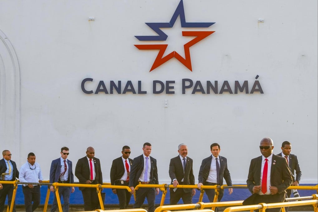 US Secretary of State Marco Rubio (third from right) visits Panama in February. Photo: AP