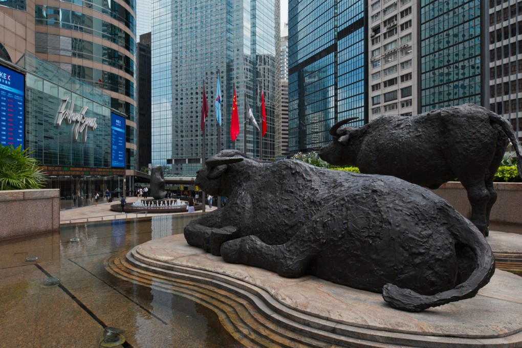 The buffalo statues are seen in Hong Kong’s Exchange Square. The city is looking forward to an inrush of IPOs despite the chaos caused by US President Donald Trump’s tariffs. Photo: Shutterstock