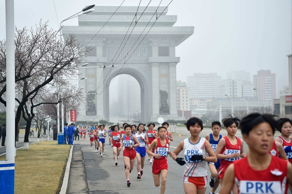 Runners at the Pyongyang International Marathon, which passed major landmarks and heading out into the countryside before coming back through the city to the stadium. Photo: AFP