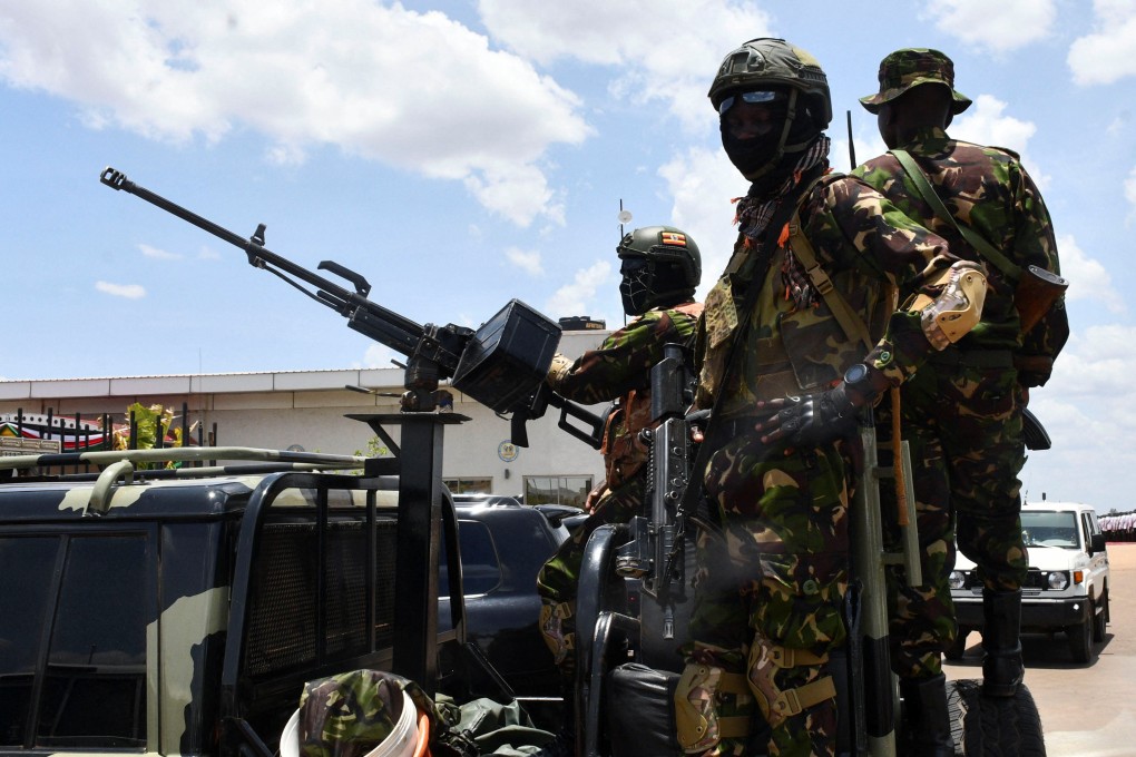 Security forces guard the Juba International Airport in South Sudan  on Thursday. Photo: Reuters