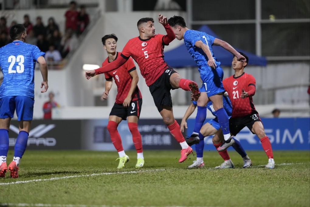 Dudu (middle) in action during his Hong Kong debut, against Mongolia, in December. Photo: Sam Tsang