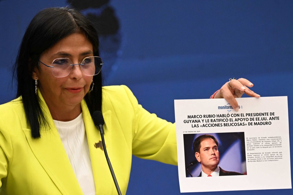 Venezuela’s Vice-President Delcy Rodriguez speaks during a press conference in Caracas last month. Photo: AFP
