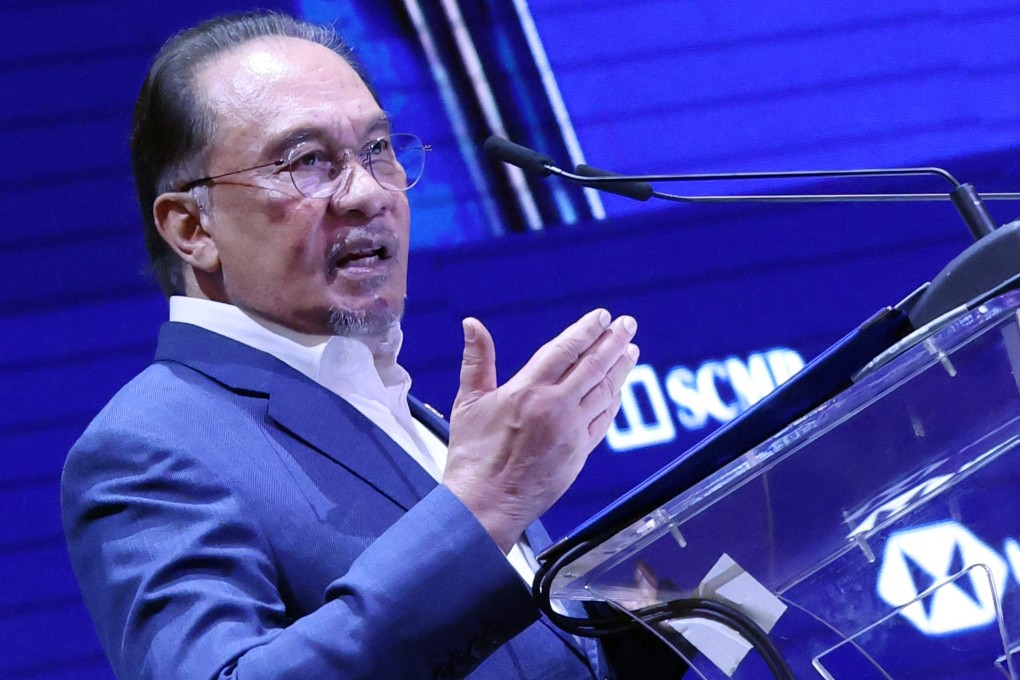 Malaysian Prime Minister Anwar Ibrahim speaks at the South China Morning Post’s China Conference Southeast Asia in Kuala Lumpur in February. Photo: Nora Tam