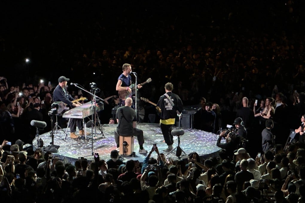 Coldplay gets up close to the audience at Kai Tak Stadium. Photo: Elson Li