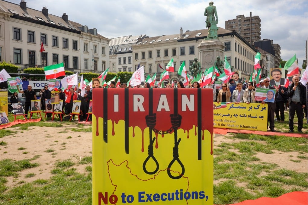 Activists protest against Iran’s “wave of executions” outside the European Parliament in Brussels in 2023. Photo: EPA-EFE