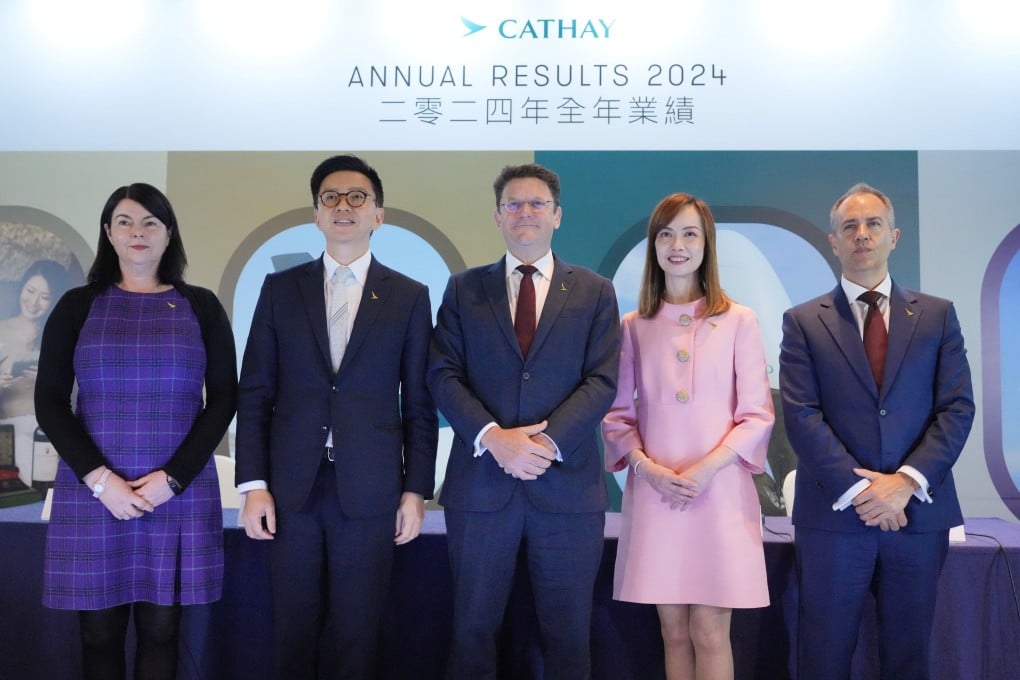 (From left) Rebecca Sharpe, chief financial officer; Ronald Lam, chief executive officer; Patrick Healy, chairman; Lavinia Lau, chief customer and commercial officer; and Alex McGowan, chief operations and service delivery officer. Photo: May Tse