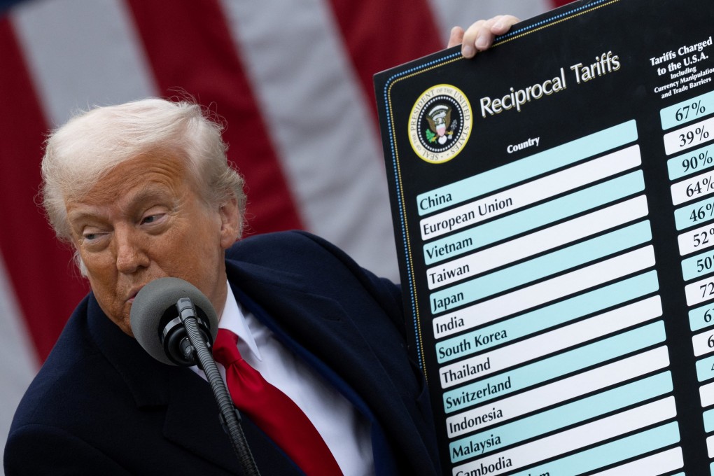 US President Donald Trump showing a chart of tariffs  during his “Liberation Day” announcement. Photo: Reuters