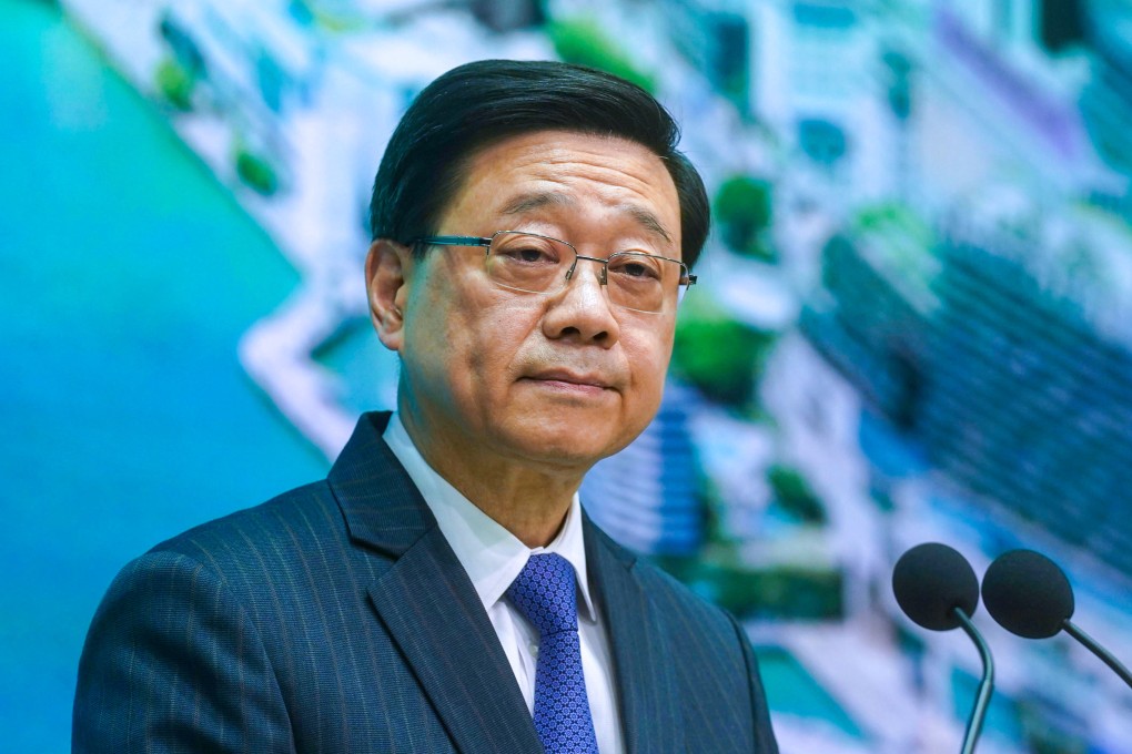 Chief Executive John Lee in February of this year. The city leader’s likeness was used in deepfake video to tout a bogus investment scheme. Photo: Elson Li