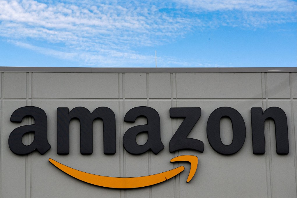 The Amazon logo seen outside its distribution centre in Staten Island, New York. Photo: Reuters