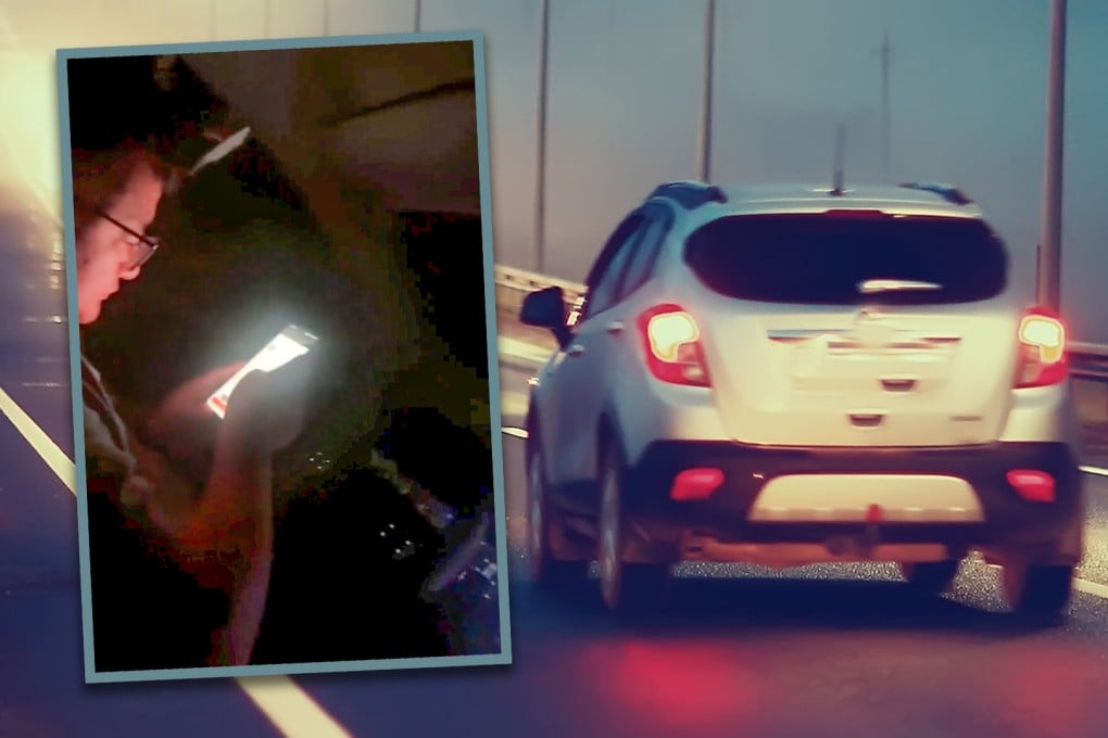 A ride-hailing driver on autopilot in China drove at at 130km/h while playing with his mobile phone, terrifying his passenger. Photo: SCMP composite/Shutterstock/Douyin