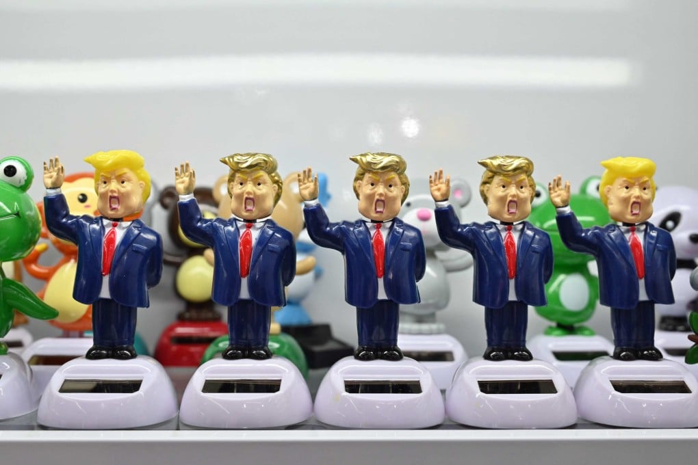 Toys featuring US President Donald Trump are displayed at a shop at the Yiwu International Trade Market in Yiwu, Zhejiang province, on Thursday. Photo: AFP