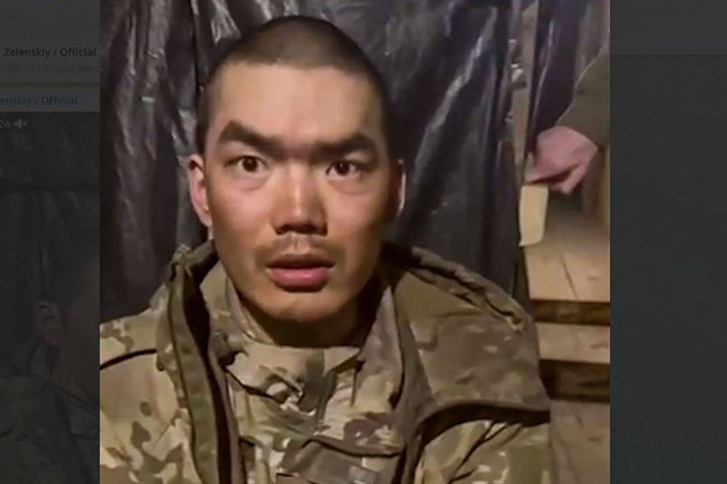 A screenshot from a video posted on the official Telegram channel of Ukrainian President Volodymyr Zelensky on Tuesday shows a man said to be one of two Chinese soldiers captured in Ukraine’s Donetsk region. Photo: Official Telegram channel of Ukrainian President Volodymyr Zelensky via AFP