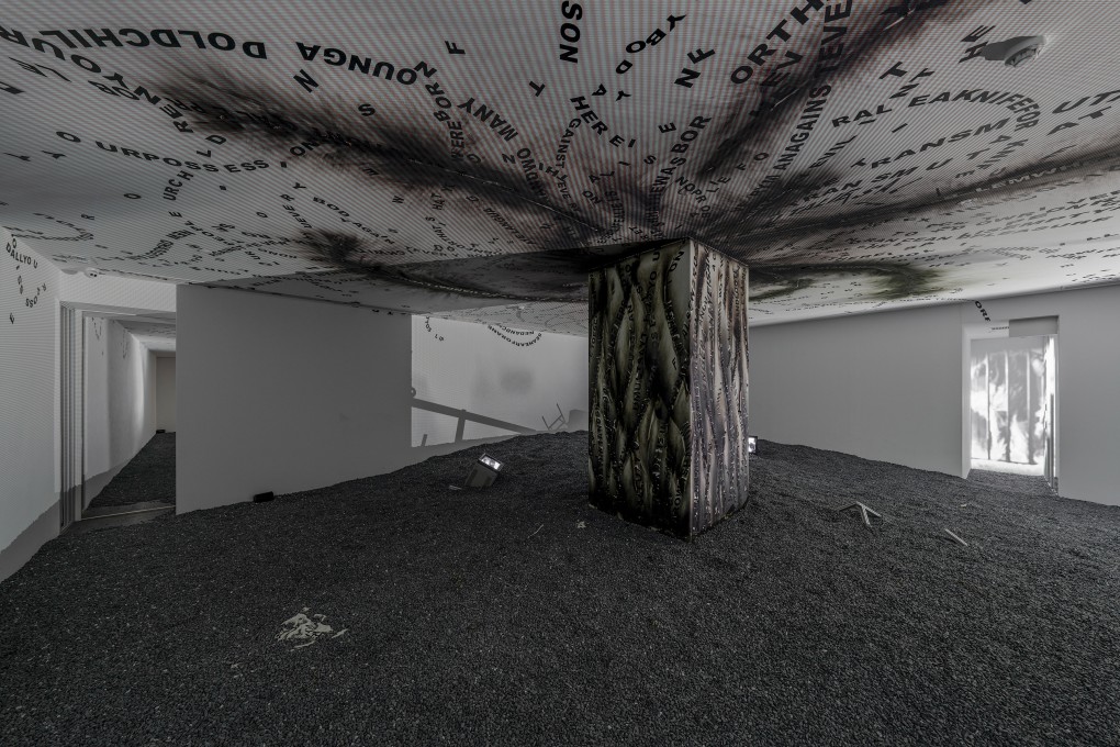 Installation view of Tsang Kin-wah’s “T  REE O  GO  D  EVIL” exhibition at Galerie du Monde in Central, Hong Kong. Tsang, who represented Hong Kong at the 2015 Venice Biennale, had maintained a low profile since 2017. Photo: GDM