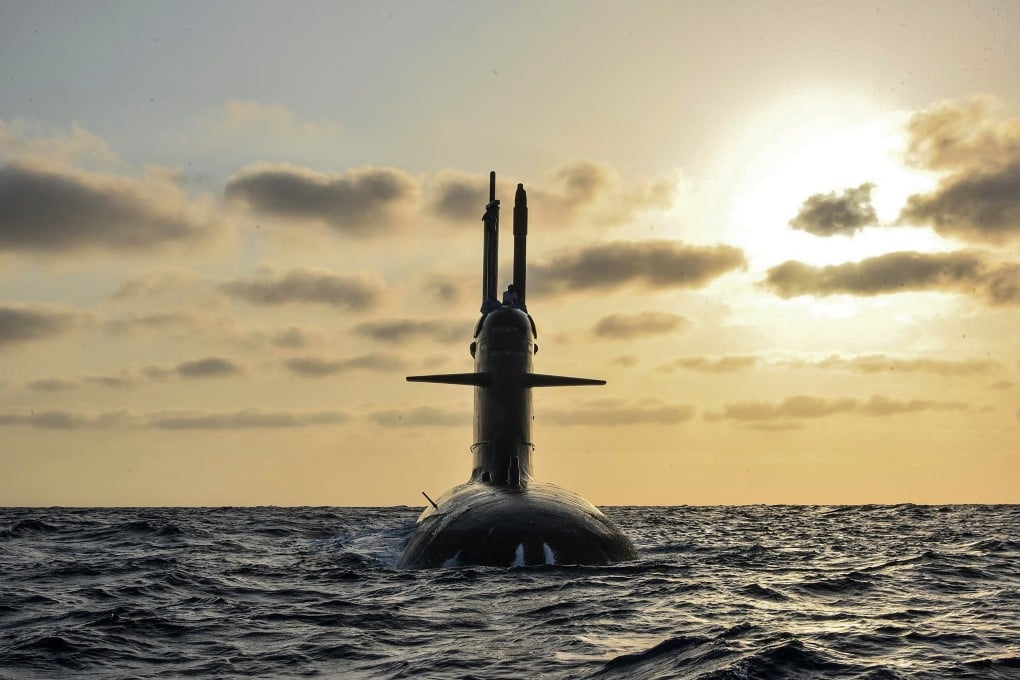 A diesel-electric attack submarine of the Indian Navy is seen off the coast of Mumbai in 2019. Photo: Indian Ministry of Defence/AFP