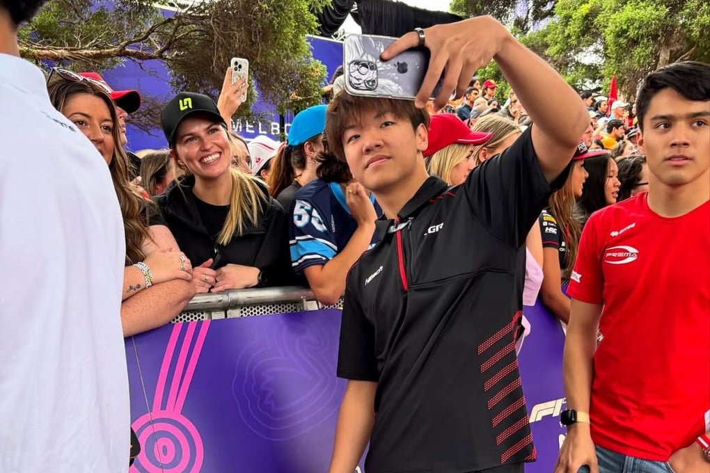 Hong Kong-born Gerrard Xie takes a selfie with fans ahead of his debut in the FIA Formula 3 Championship at the Australian Grand Prix. Photo: Instagram/ gerrard_xie_official