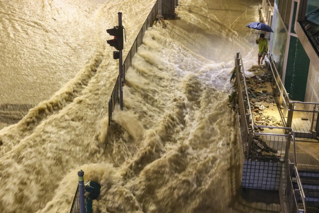 A black rainstorm warning was in force for more than 16 hours in September 2023, with areas such as Chai Wan pummelled by the deluge. Photo: Dickson Lee