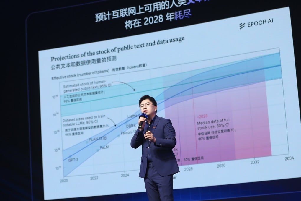 SenseTime CEO Xu Li speaks at the launch event of the SenseNova V6 models in Shanghai on Thursday. Photo: Handout