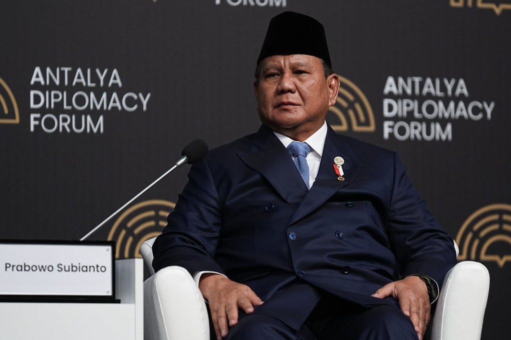 Indonesian President Prabowo Subianto takes part in a panel discussion during the Antalya Diplomacy Forum on Friday. Photo: Handout