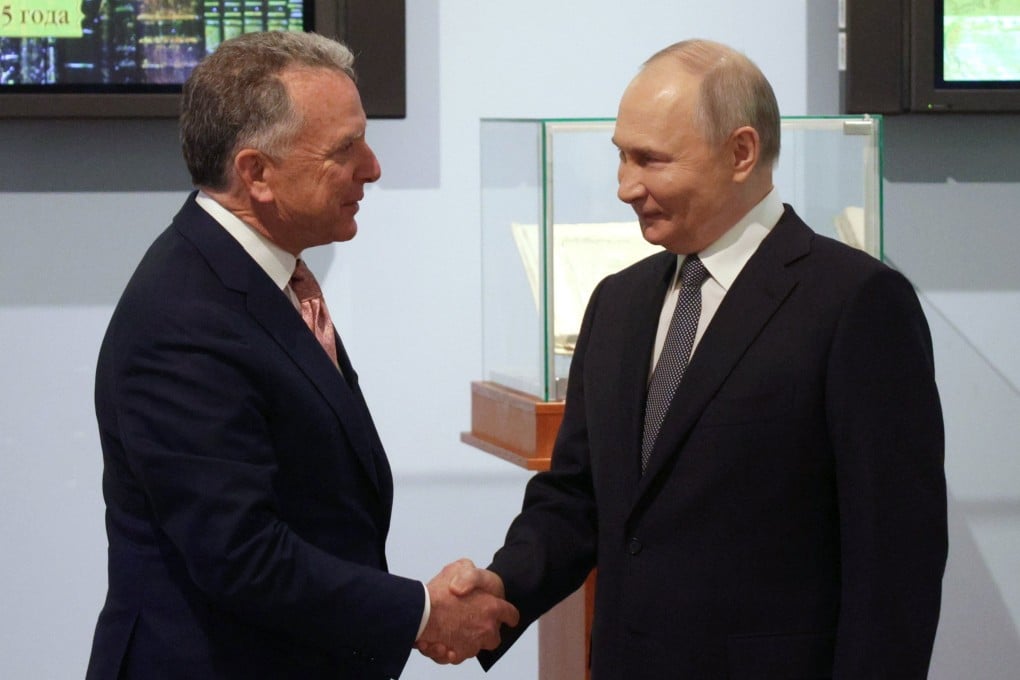 Russian President Vladimir Putin (right) shakes hands with US Special Envoy to the Middle East Steve Witkoff during a meeting in St Petersburg, Russia, on Friday. Photo: Sputnik/Kremlin via EPA-EFE
