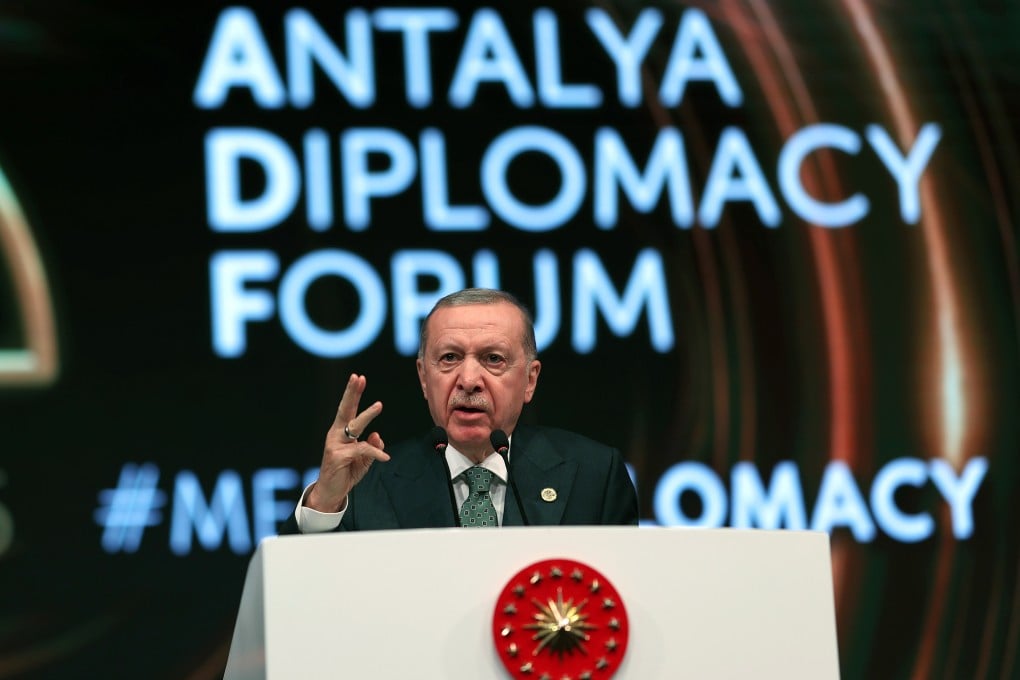 Turkish President Recep Tayyip Erdogan speaks at the opening of the Antalya Diplomacy Forum in Antalya, Türkiye, on Friday. Photo: Xinhua