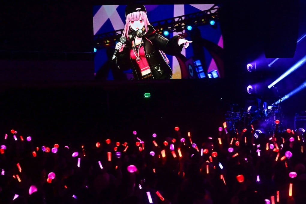 VTuber Mori Calliope performs during a concert in Hollywood, California, on February 26. Photo: AFP