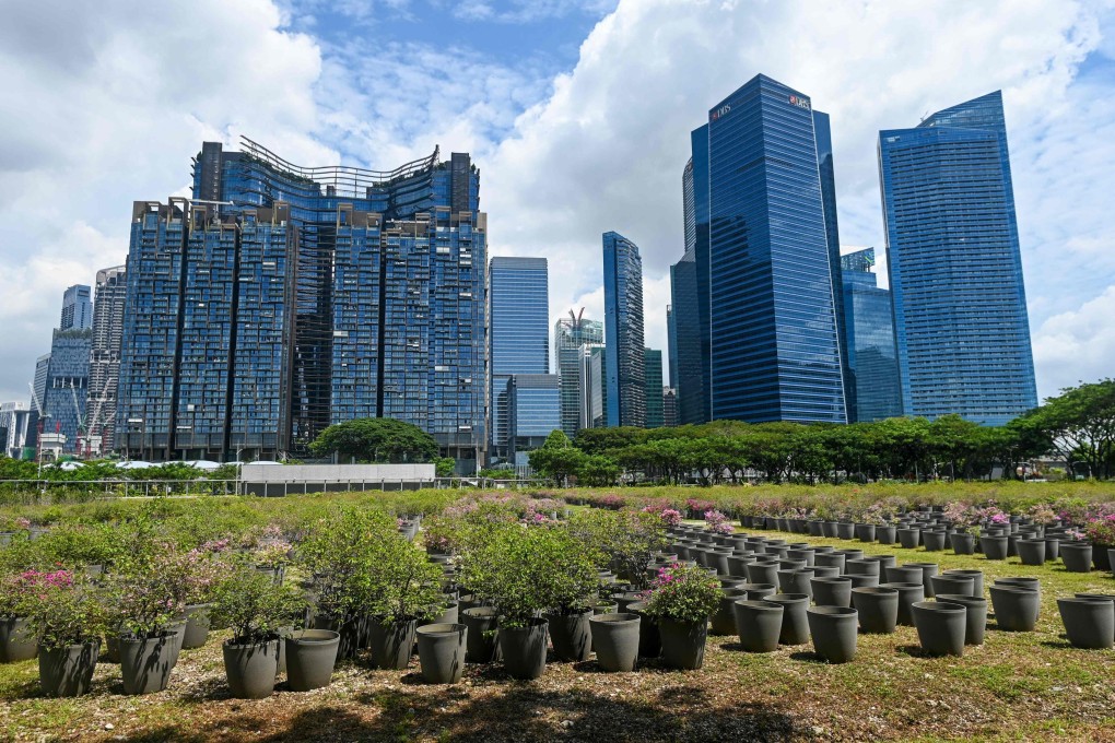 High-rise buildings are seen in Singapore’s financial district. Photo: AFP
