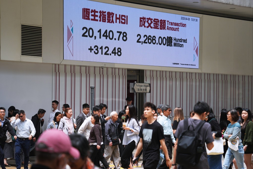 A digital billboard displaying the Hang Seng Index data is seen outside a bank in Hong Kong. Photo: Eugene Lee