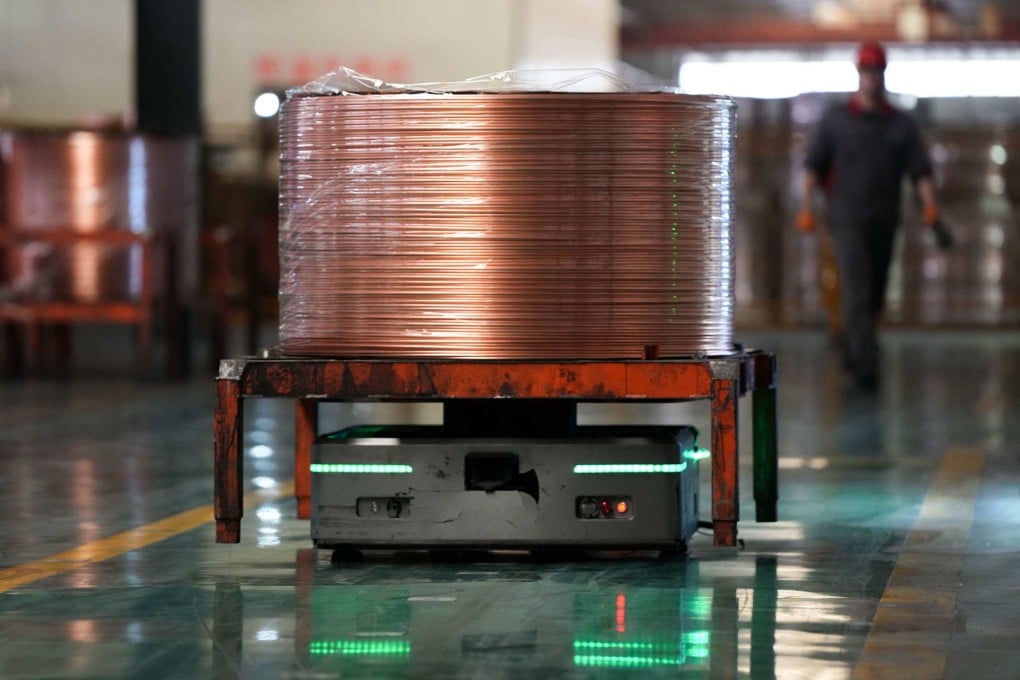 A roll of copper pipe moves through a facility of Zhejiang Hailiang in Diankou Town of Zhuji, east China’s Zhejiang Province, on April 7, 2025. Photo: Xinhua