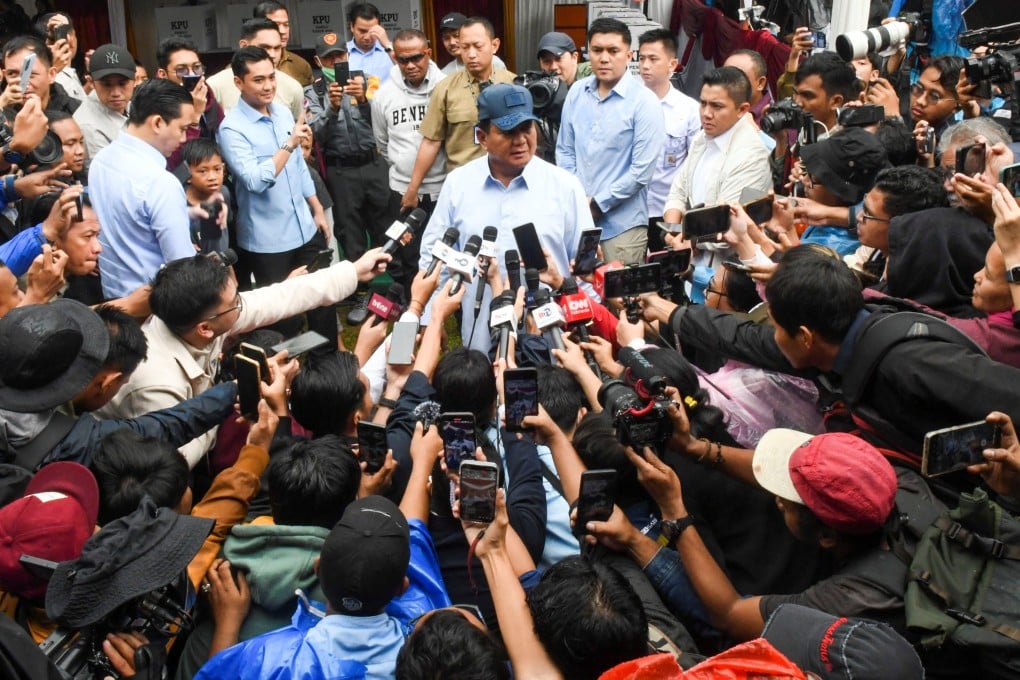 Indonesian President Prabowo Subianto speaking to the local media. Photo: Reuters