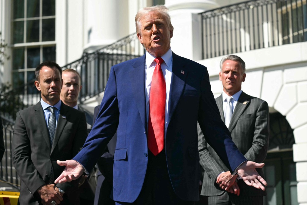 US President Donald Trump speaks during a photo opportunity on the South Portico of the White House on April 9. Photo: AFP