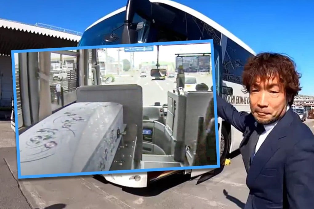 In Hokkaido, Japan, tour buses have been uniquely converted into hearses, enabling families to visit meaningful places alongside their departed loved ones. Photo: SCMP composite/YouTube/QQ.com