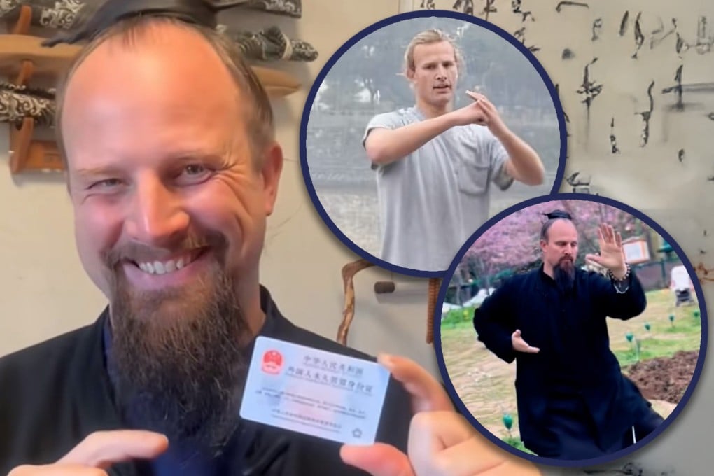 An American man has gained permanent residency in China, 15 years after he landed in the country to pursue his martial arts dream. Photo: SCMP composite/Douyin