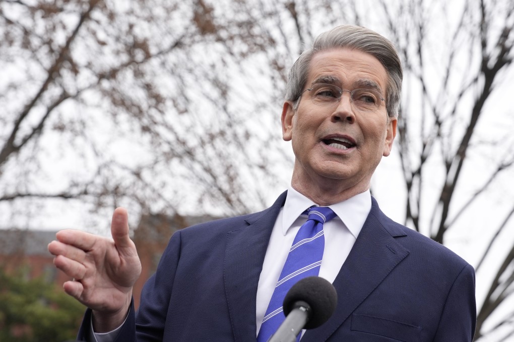US Treasury Secretary Scott Bessent speaks outside the White House in Washington on March 13. Bessent took aim at China’s currency swap deal with Argentina in an interview earlier this week. Photo: TNS