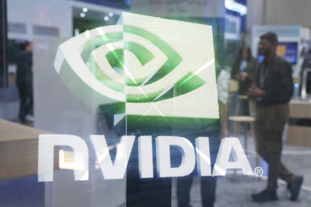 The Nvidia logo flashes at a stand at the Hannover Messe industrial trade fair on March 31, 2025, in Hanover, Germany. Photo: Getty Images/TNS