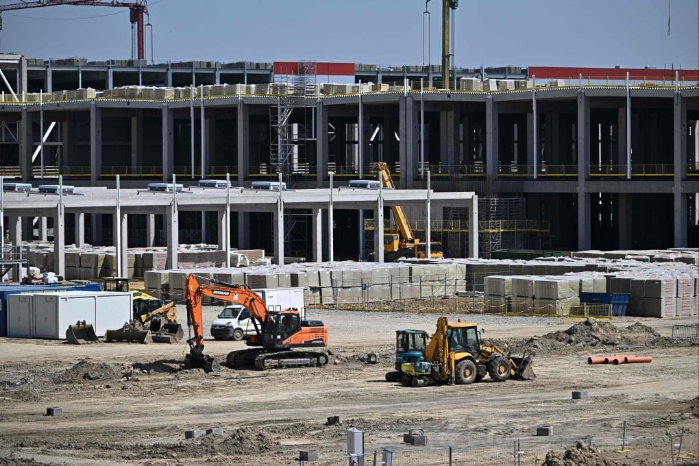 The construction site for a plant of Chinese battery manufacturer CATL near Debrecen, Hungary. Photo: AFP