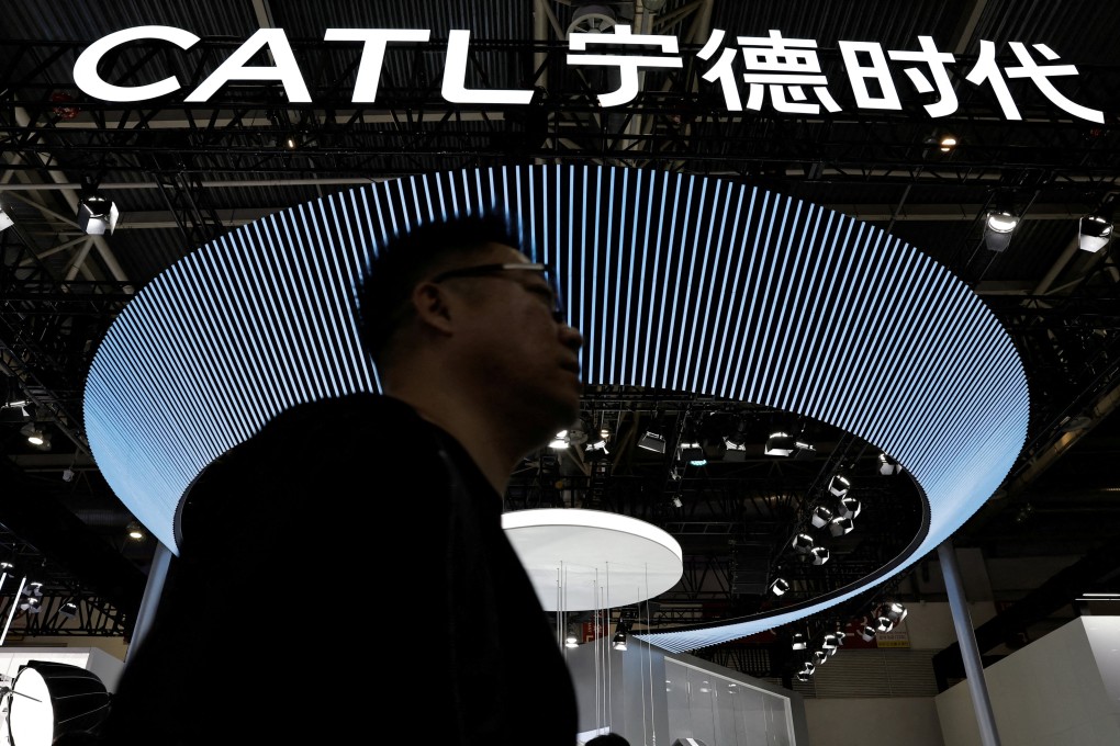 A sign of battery manufacturer CATL is pictured at its booth at the Beijing International Automotive Exhibition in Beijing on April 25, 2024. Photo: Reuters