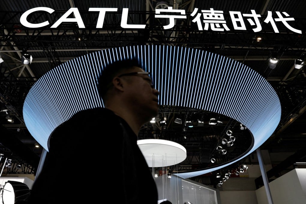 A sign of battery manufacturer CATL is pictured at its booth at the Beijing International Automotive Exhibition in Beijing on April 25, 2024. Photo: Reuters
