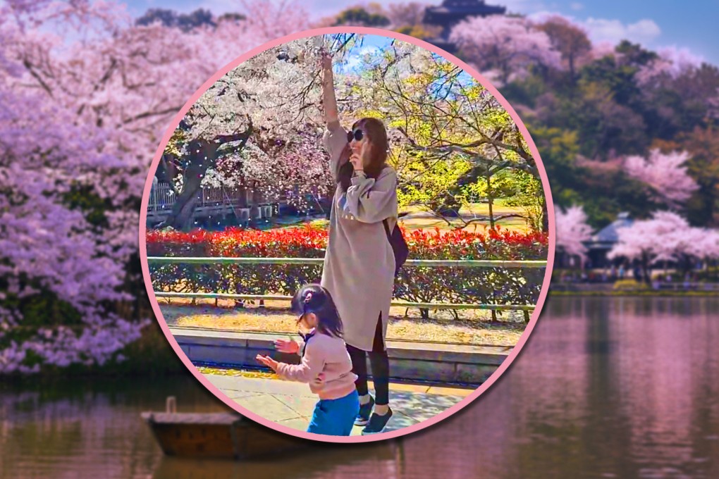 A Taiwanese tourist was criticised for shaking trees for “cherry blossom rain” photos in Japan. Photo: SCMP composite/Shutterstock/Threads
